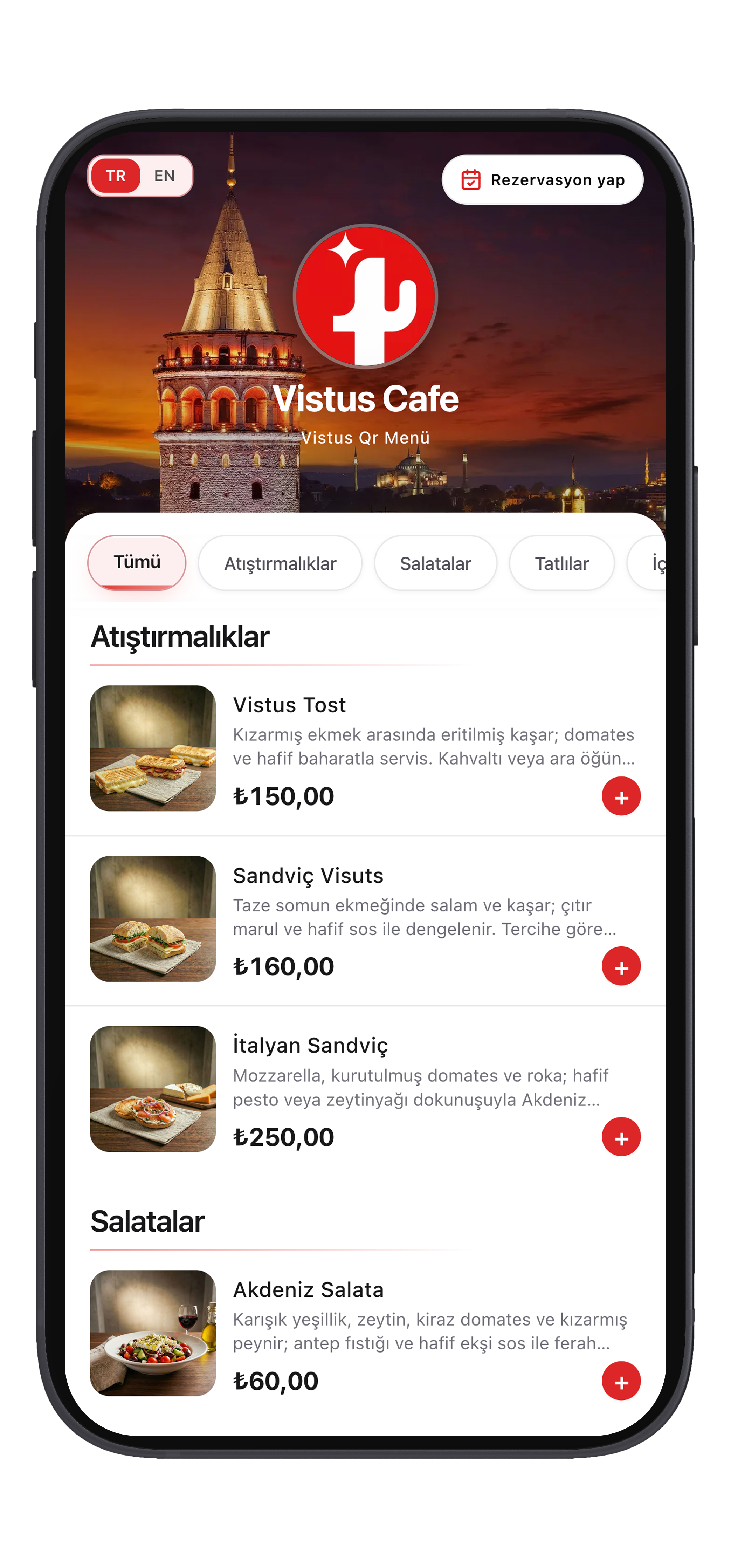 Vitrin menü ekran görüntüsü